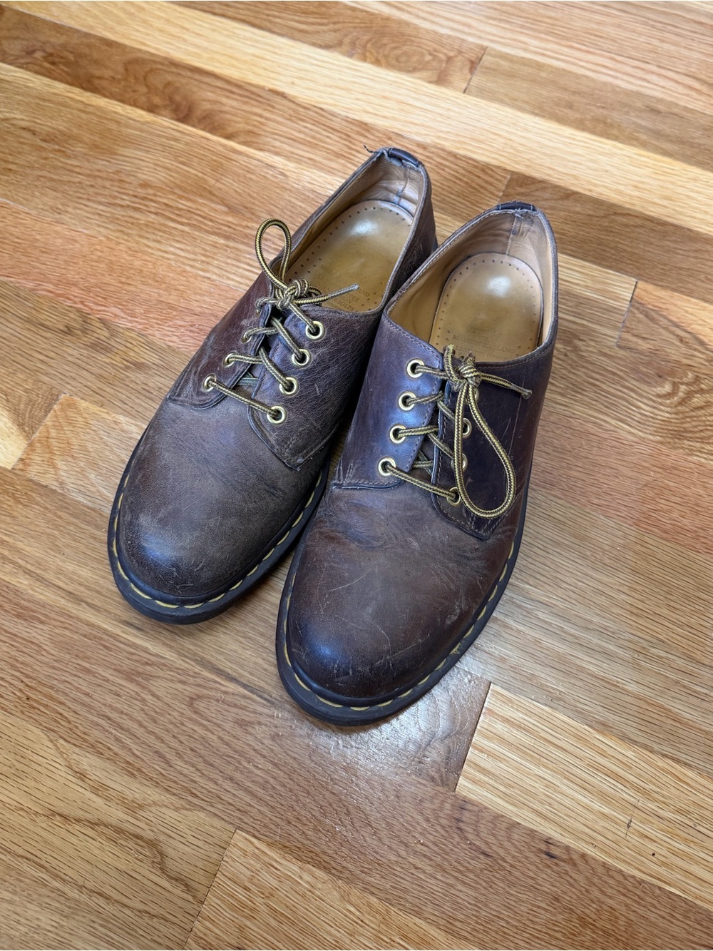 Vintage 90s Dr. Martens 1561/59 Made in England Brown Leather Oxfords Size 9